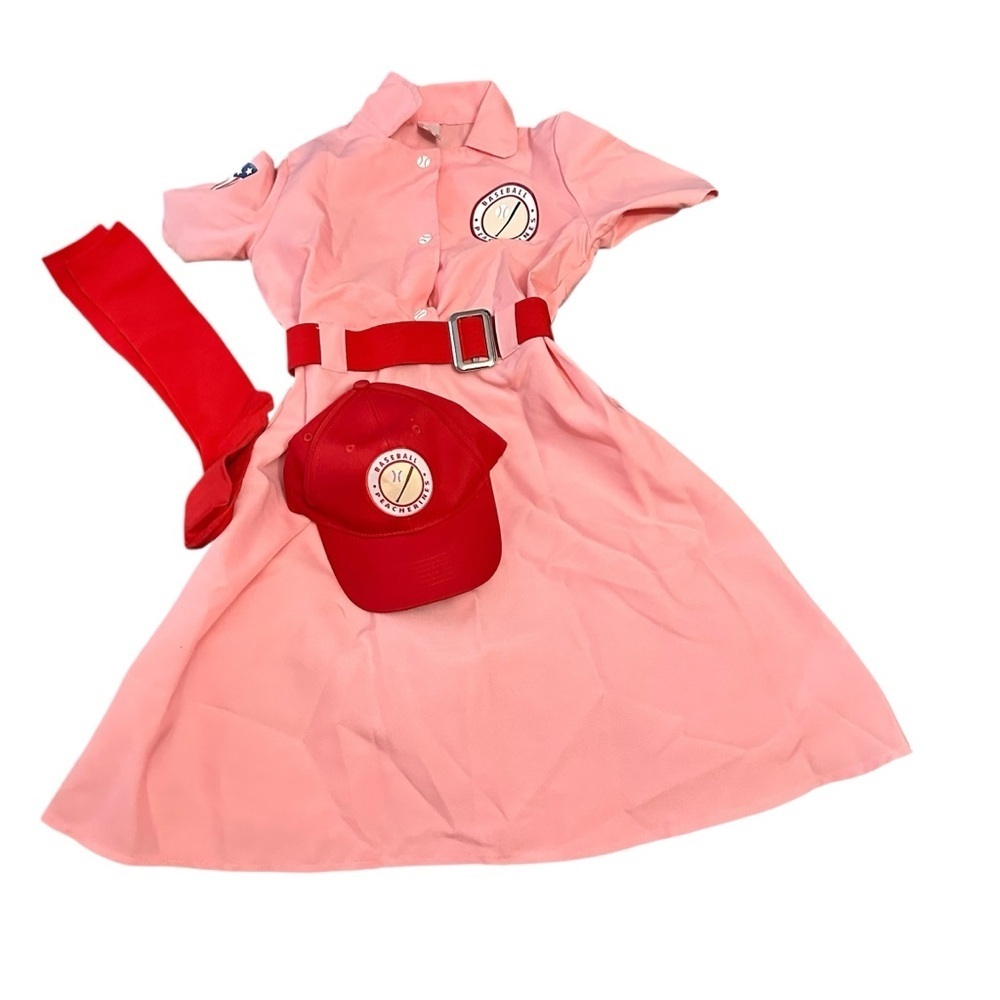Pink and Red Kids Baseball Costume - Picture 2 of 4